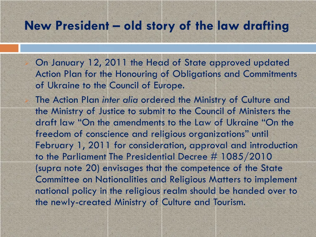 new president old story of the law drafting 1
