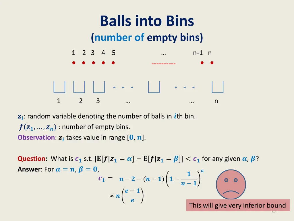 balls into bins number of empty bins 1