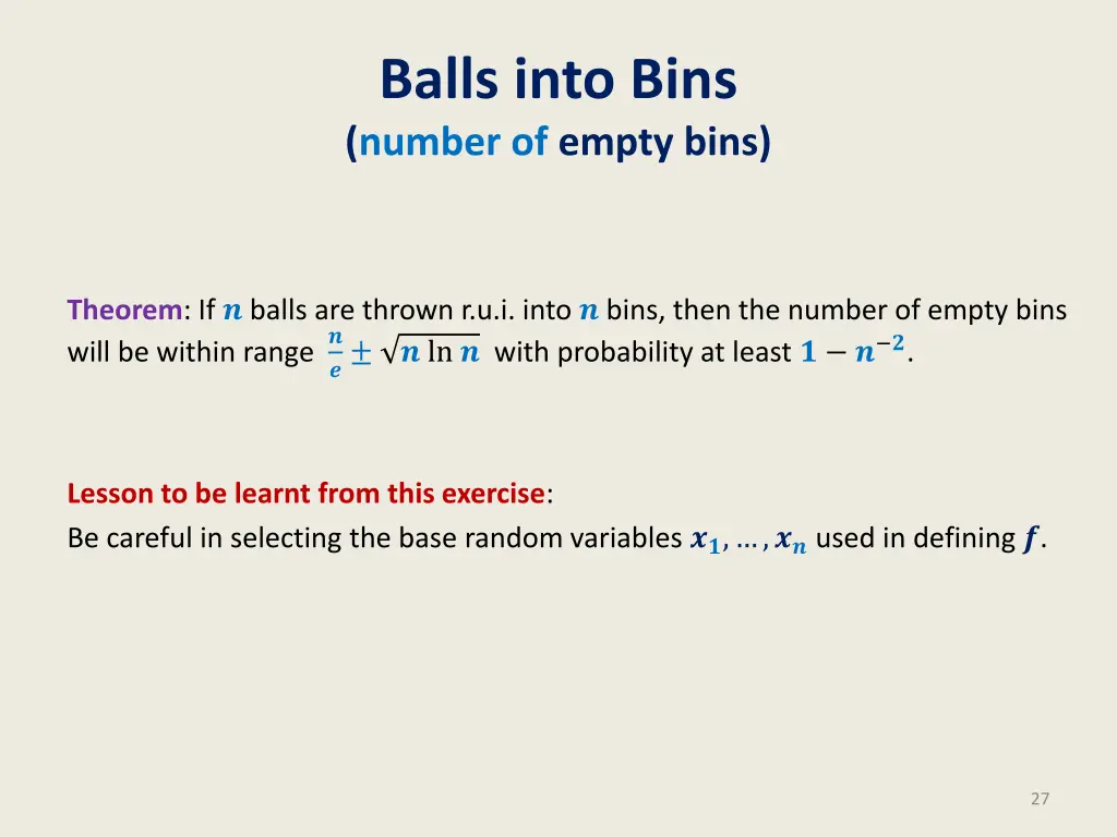 balls into bins number of empty bins 3