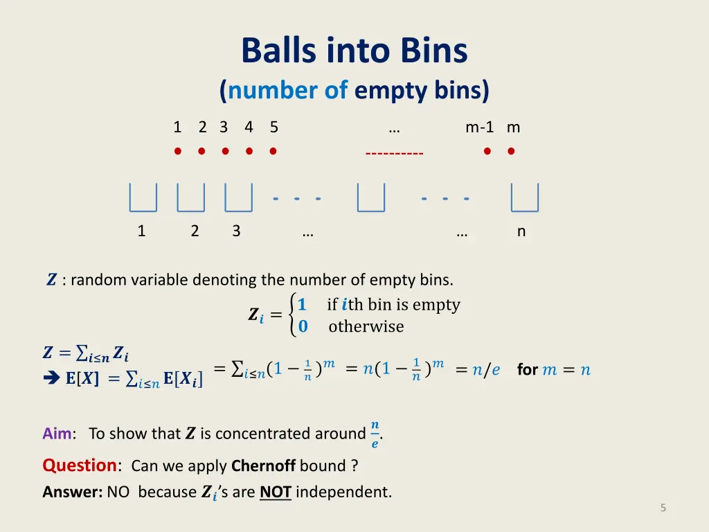 balls into bins number of empty bins
