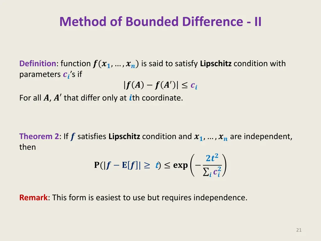 method of bounded difference ii