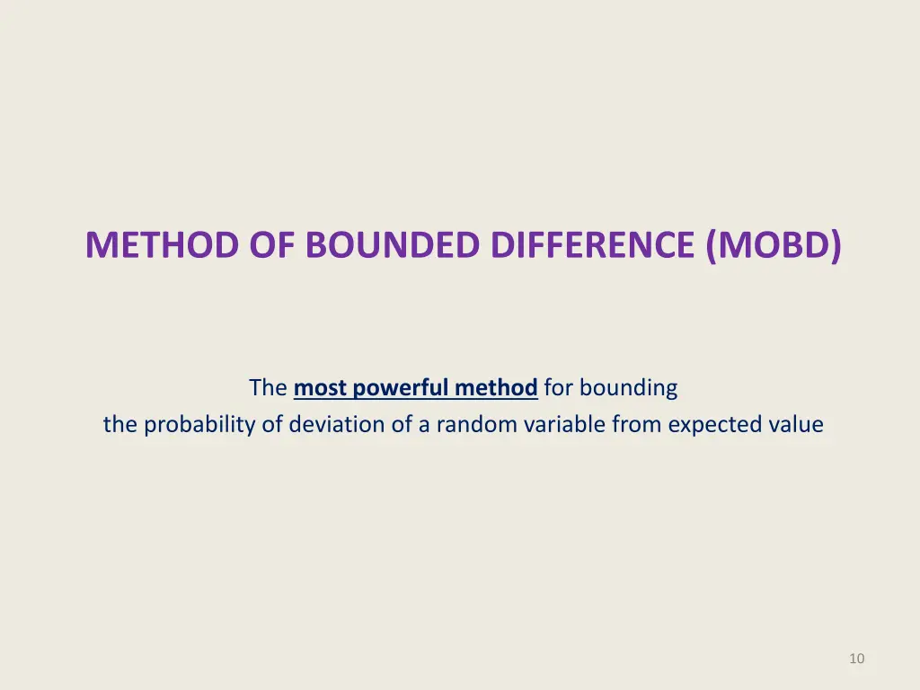method of bounded difference mobd