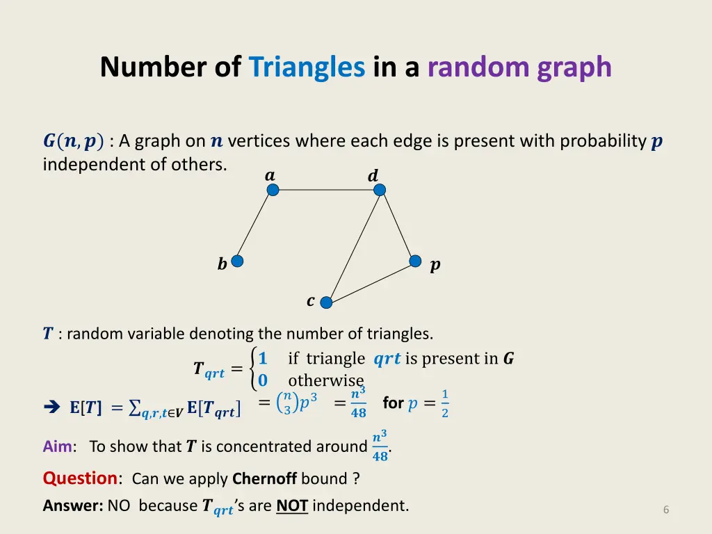 number of triangles in a random graph