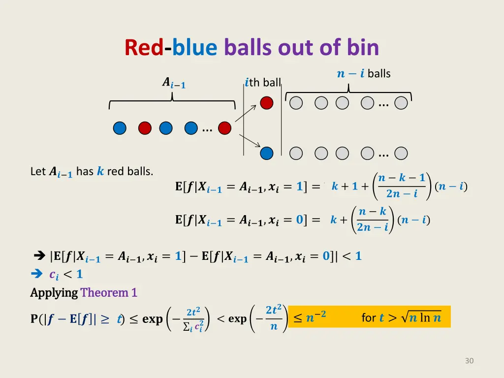 red blue balls out of bin 2