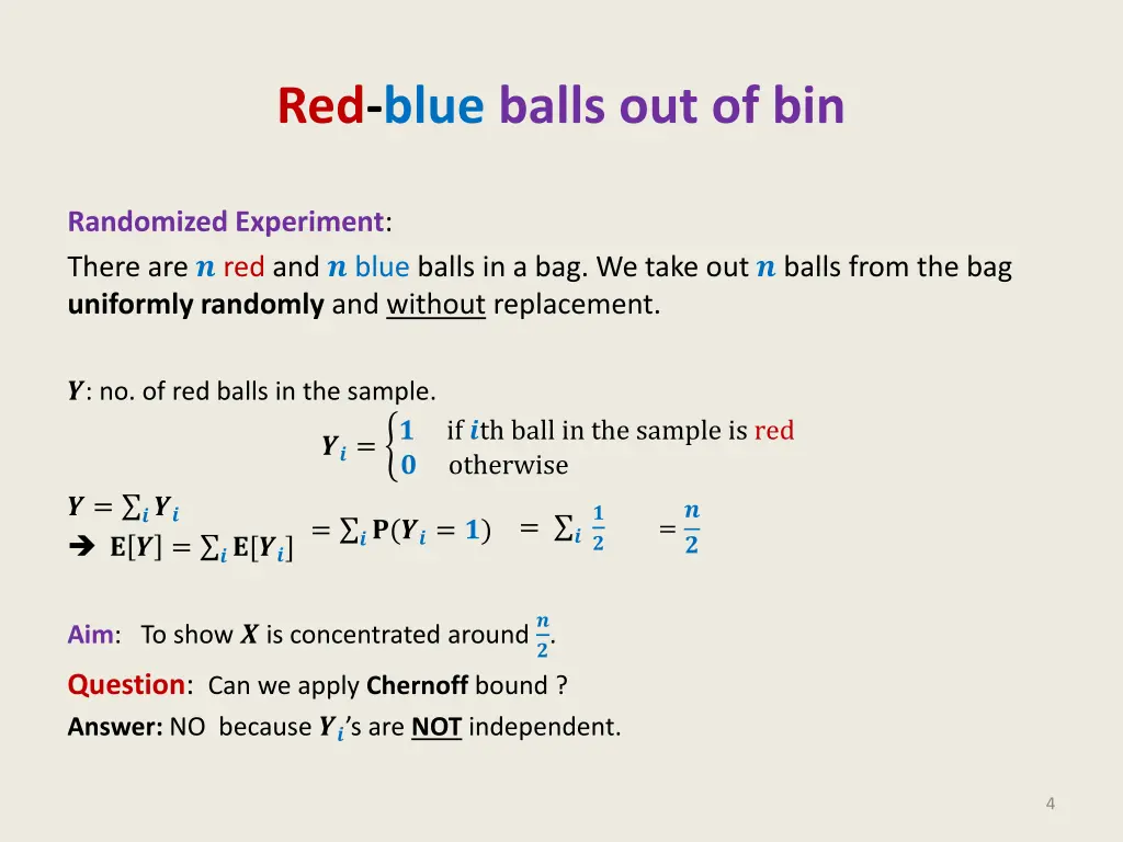 red blue balls out of bin