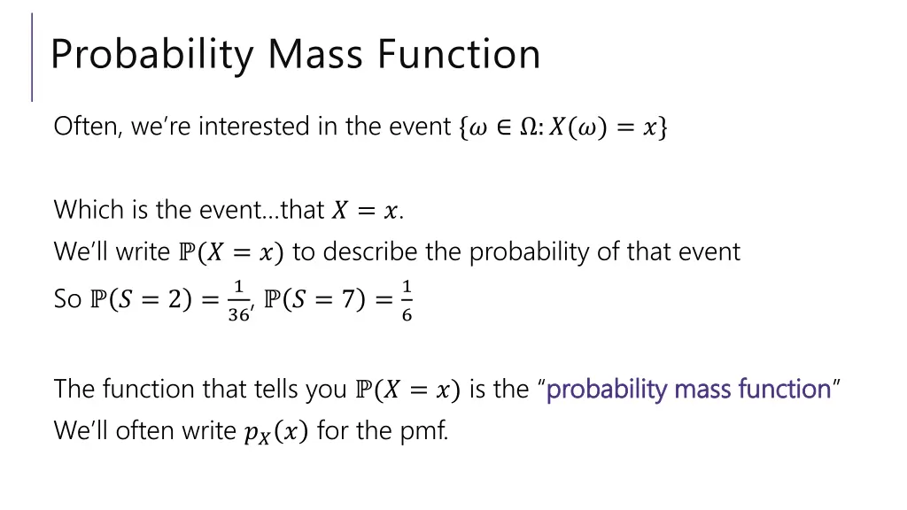 probability mass function