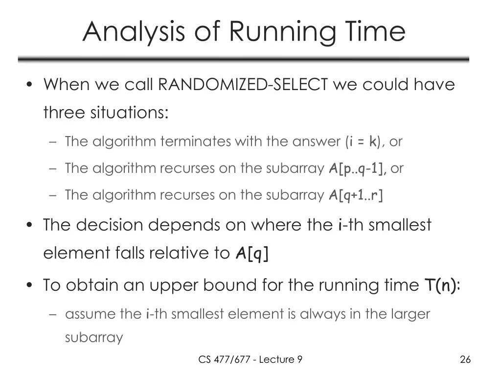 analysis of running time 2