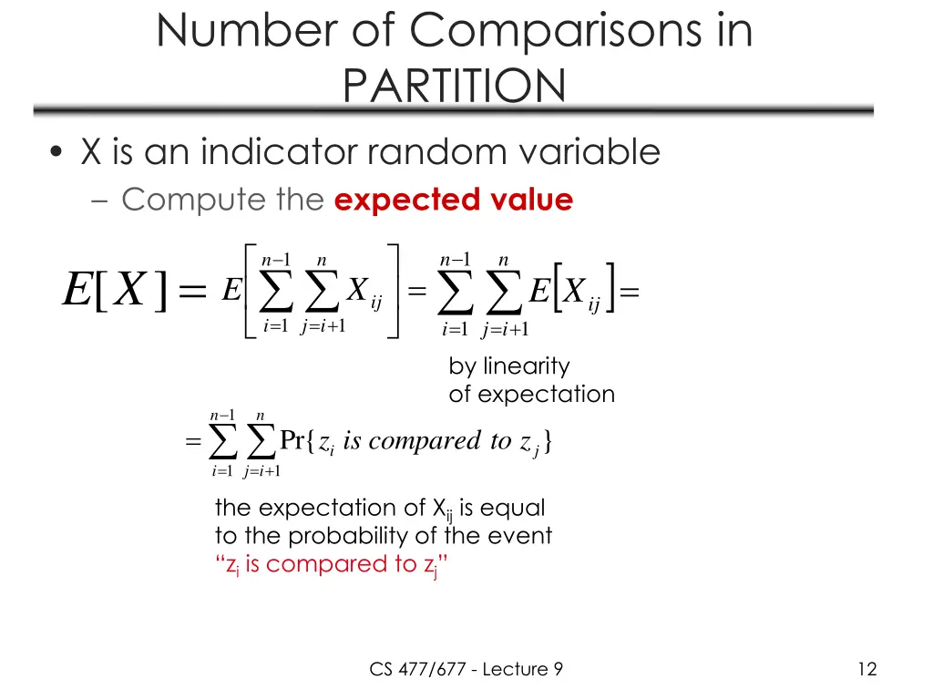 number of comparisons in partition 2
