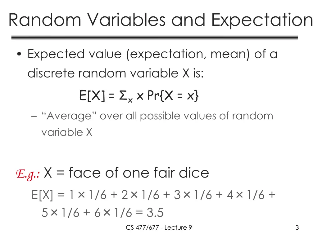 random variables and expectation 1
