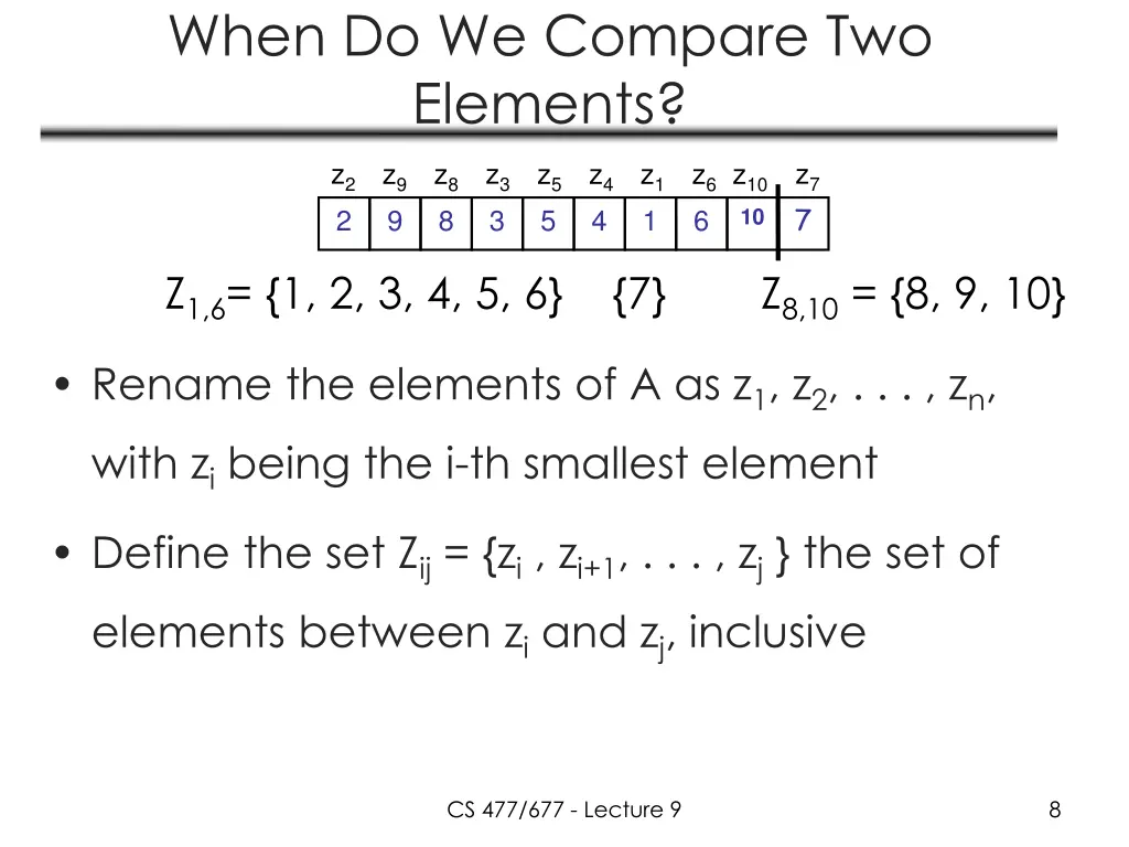 when do we compare two elements