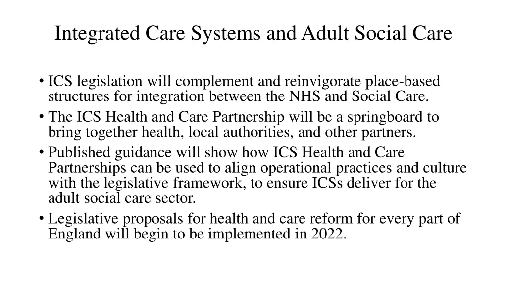 integrated care systems and adult social care