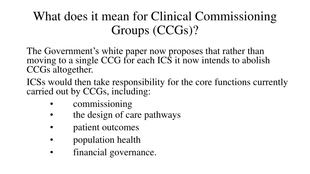 what does it mean for clinical commissioning