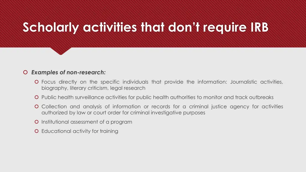 scholarly activities that don t require irb 2