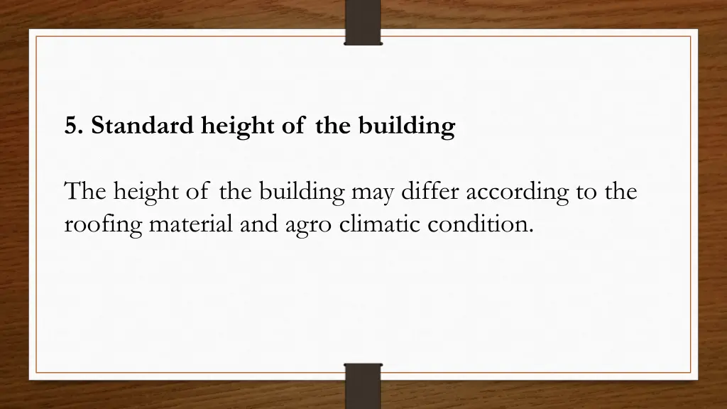 5 standard height of the building