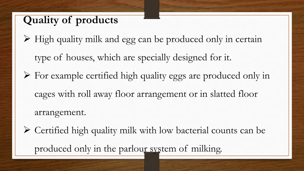 quality of products