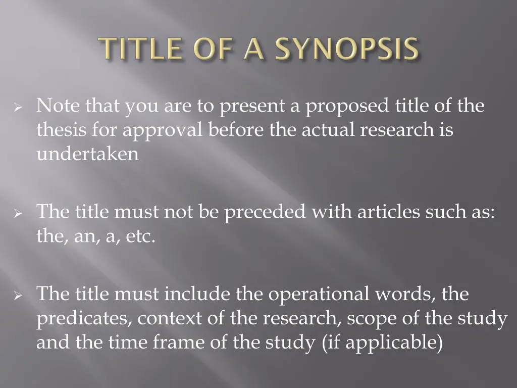 note that you are to present a proposed title