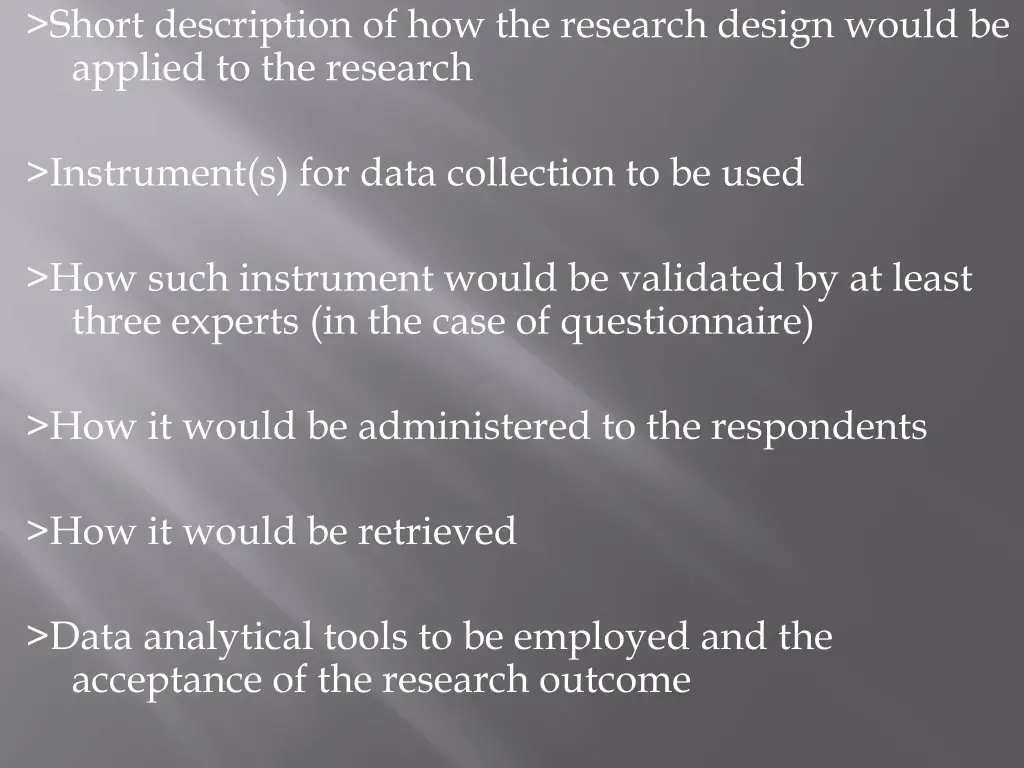 short description of how the research design