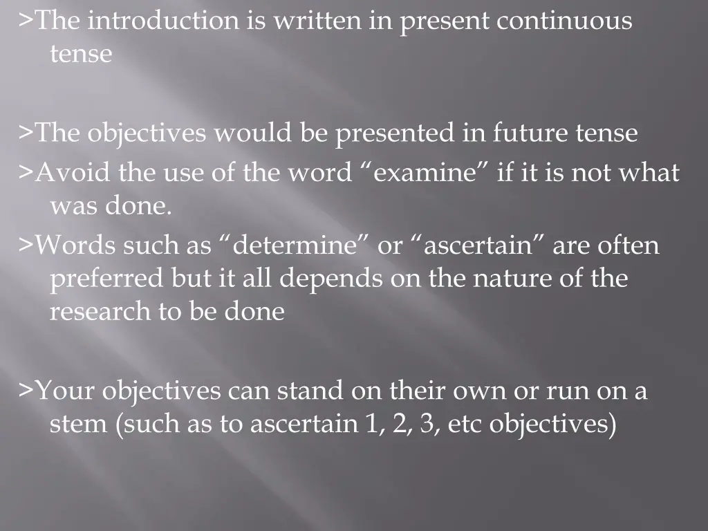 the introduction is written in present continuous