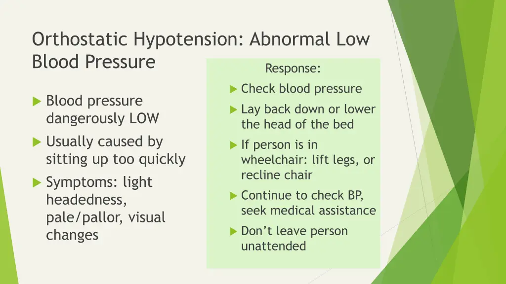 orthostatic hypotension abnormal low blood