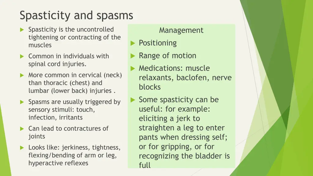 spasticity and spasms