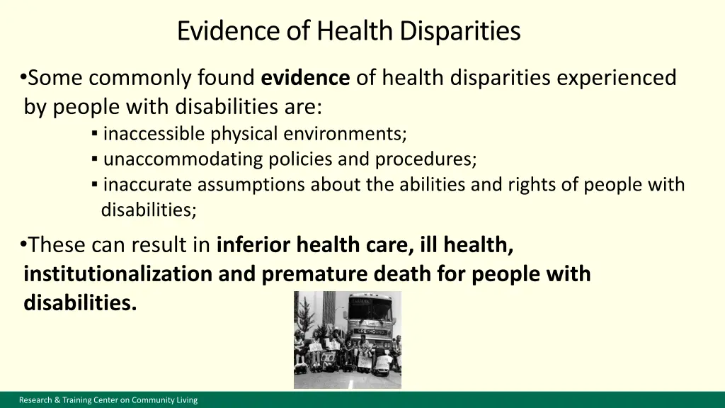 evidence of health disparities