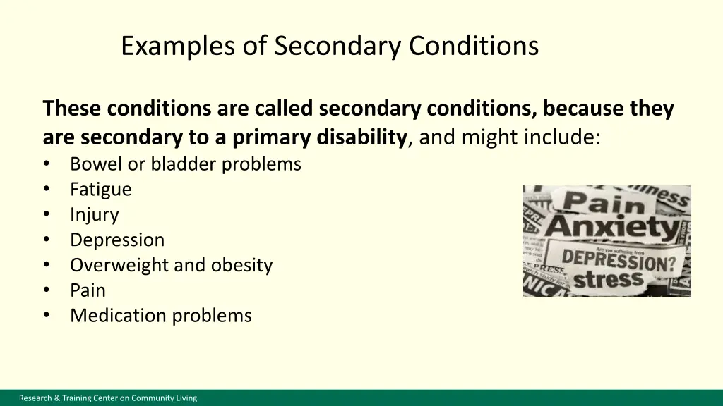 examples of secondary conditions