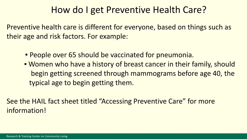 how do i get preventive health care