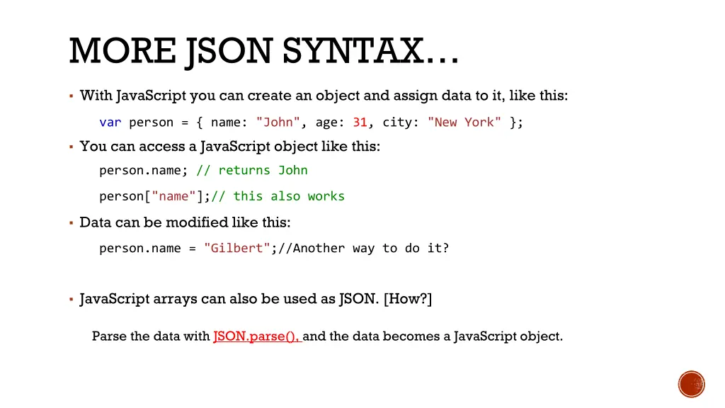 more json syntax