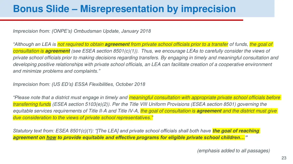 bonus slide misrepresentation by imprecision