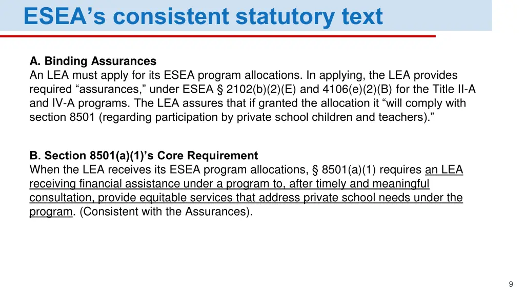 esea s consistent statutory text