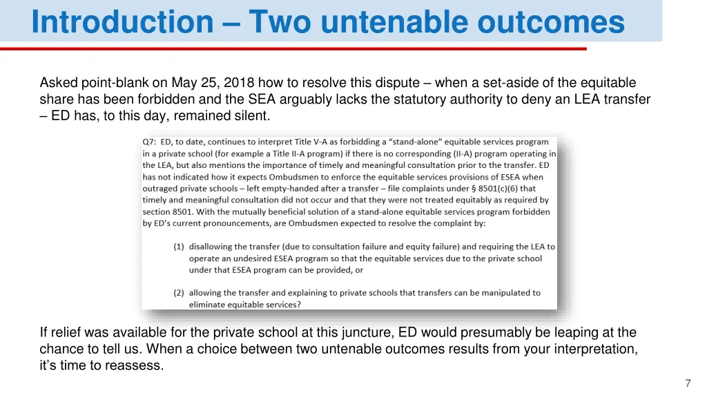 introduction two untenable outcomes