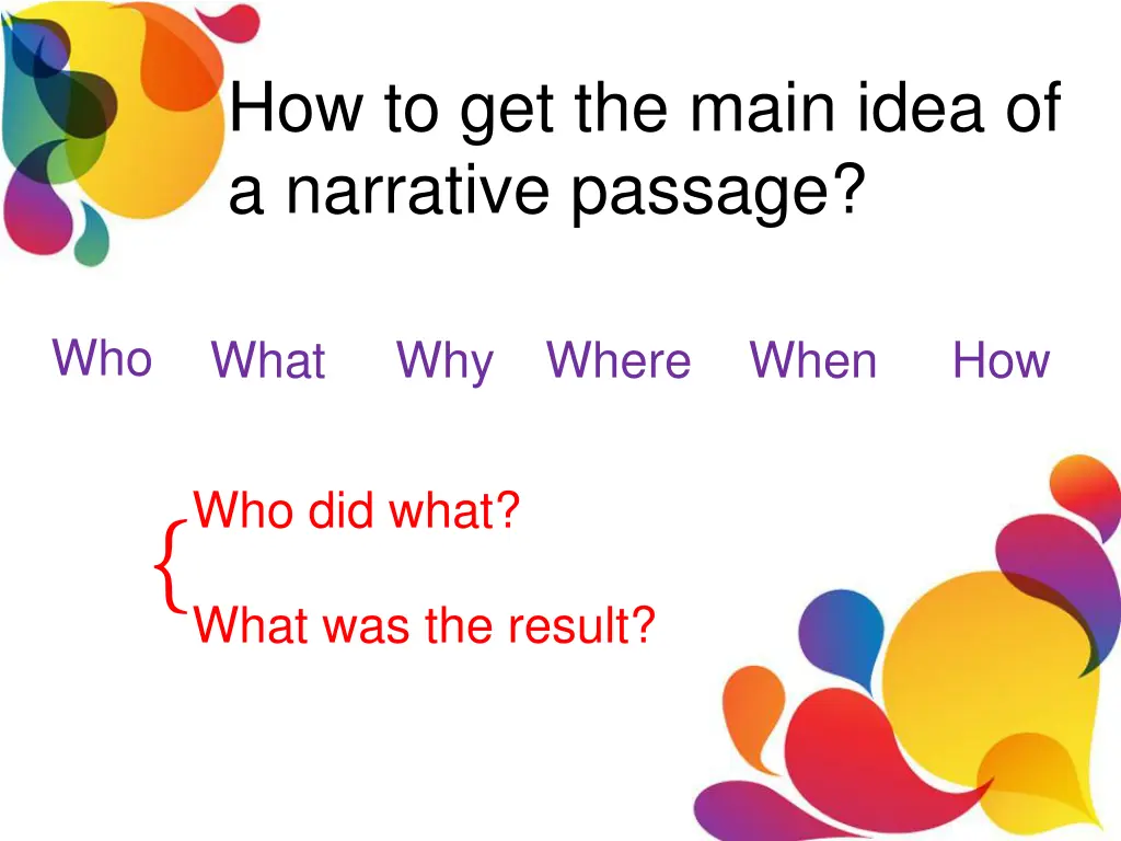 how to get the main idea of a narrative passage