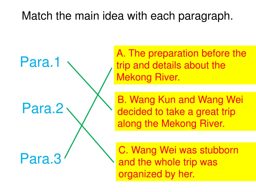 match the main idea with each paragraph