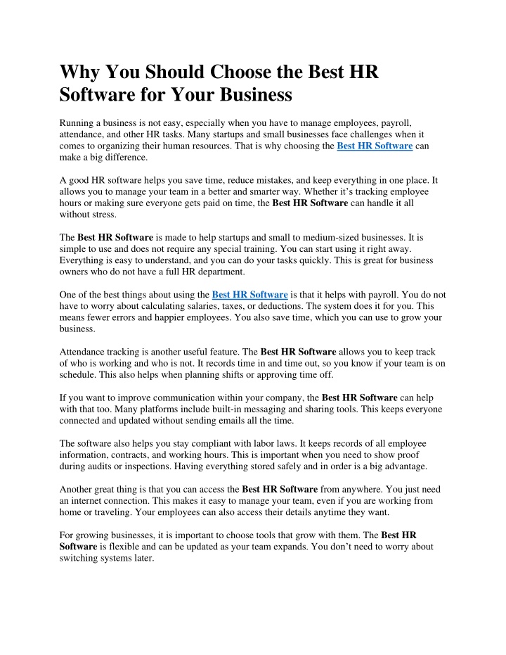 why you should choose the best hr software