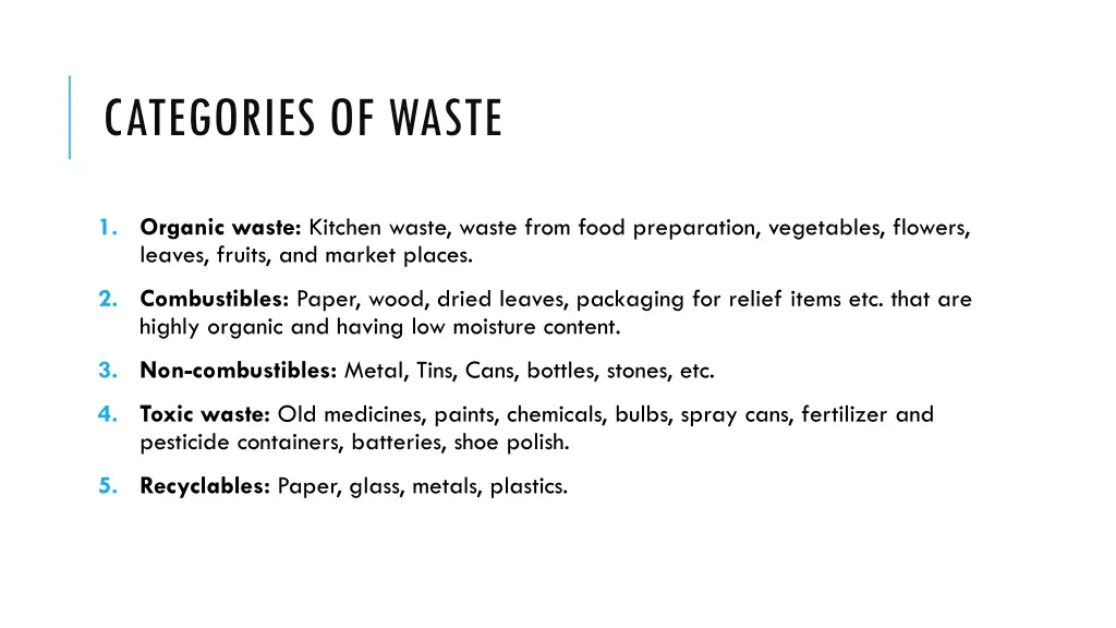 categories of waste