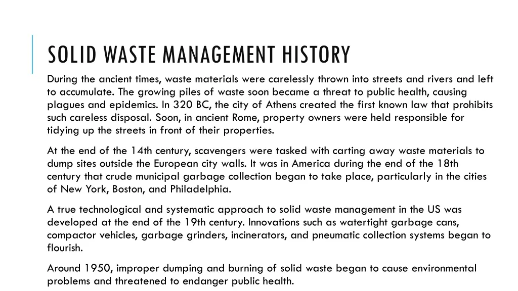 solid waste management history during the ancient