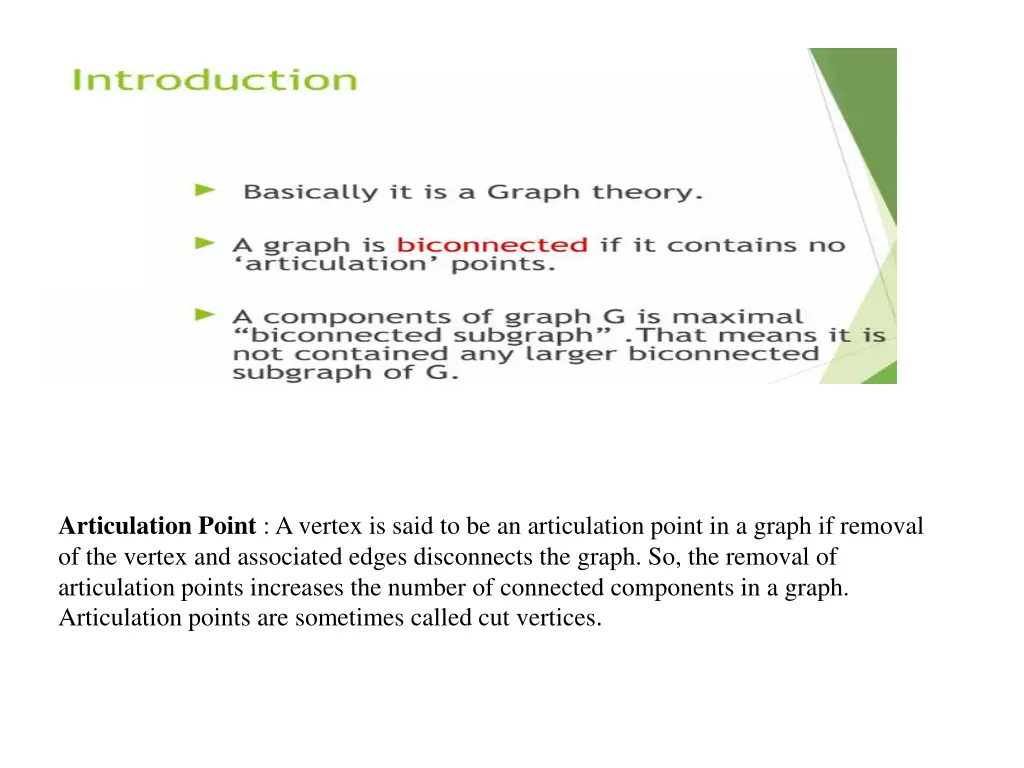 articulation point a vertex is said