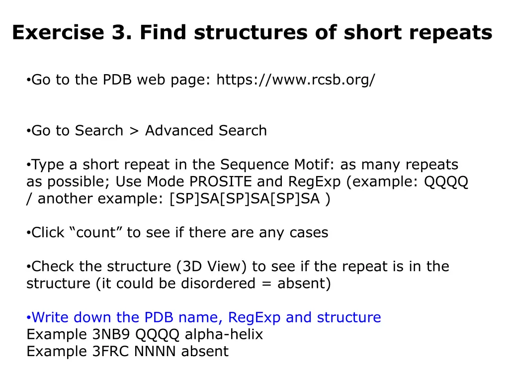 exercise 3 find structures of short repeats