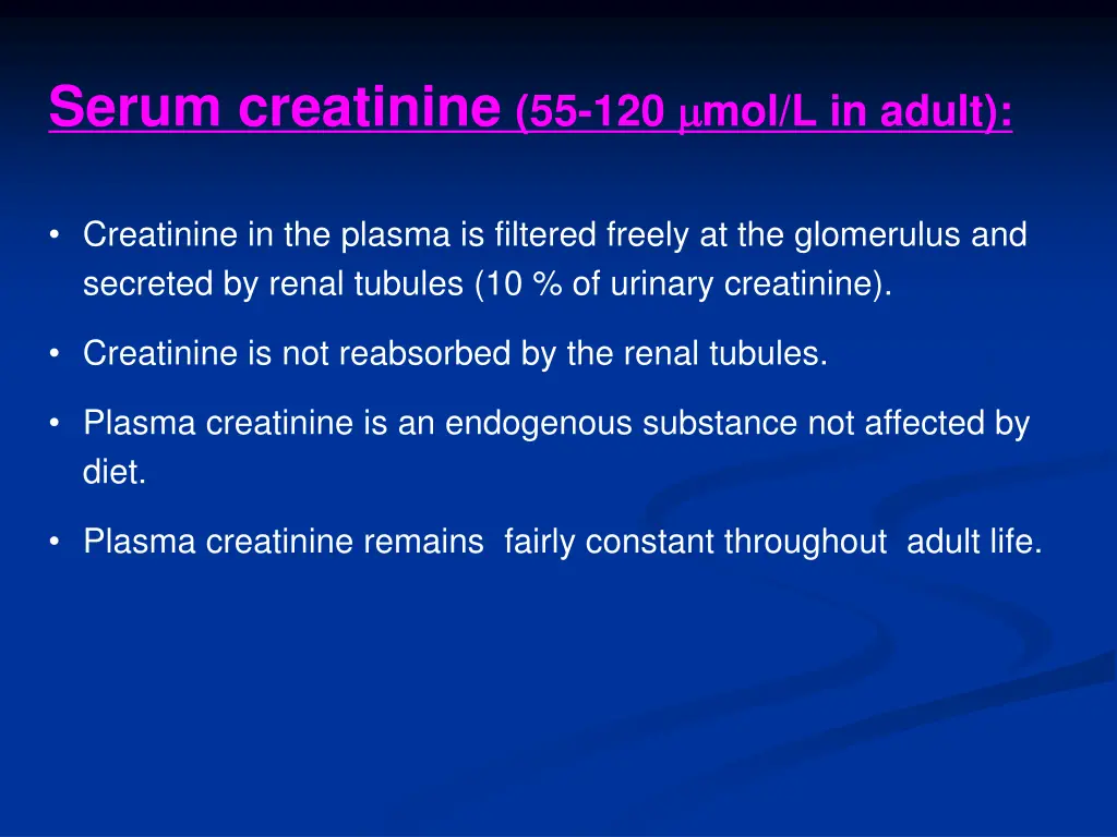 serum creatinine 55 120 mol l in adult 1
