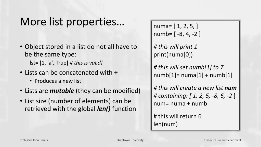 more list properties