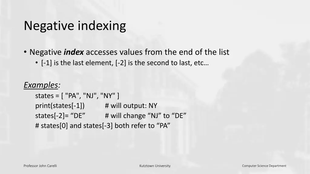 negative indexing