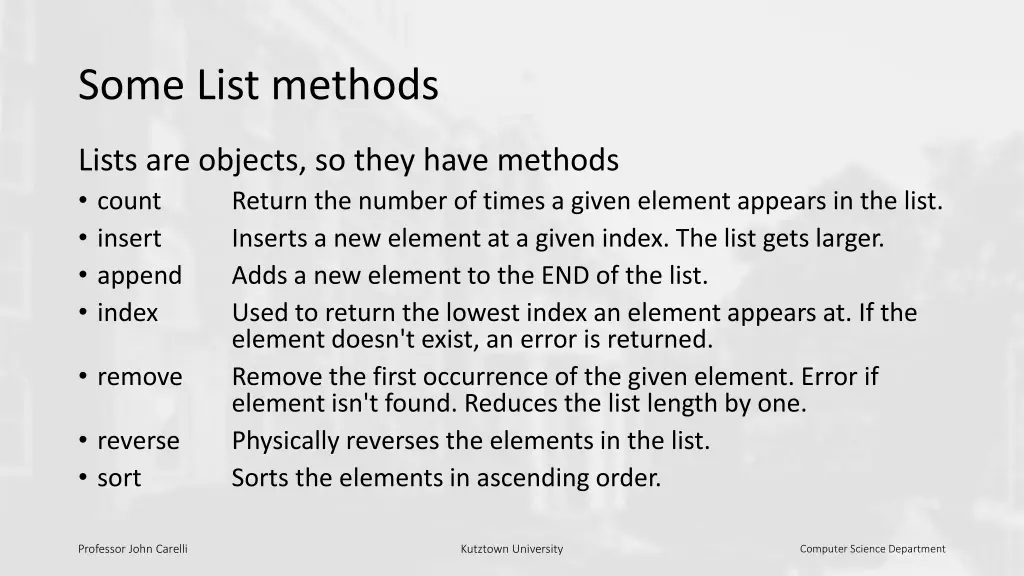 some list methods