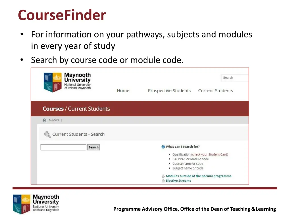 coursefinder for information on your pathways
