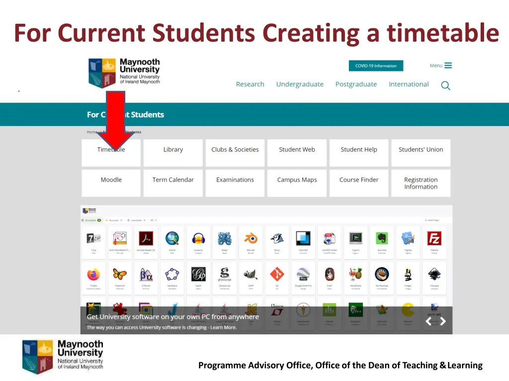 for current students creating a timetable