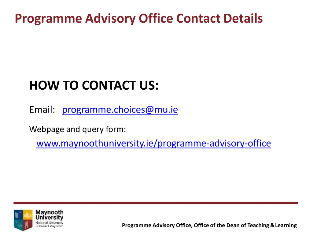 programme advisory office contactdetails