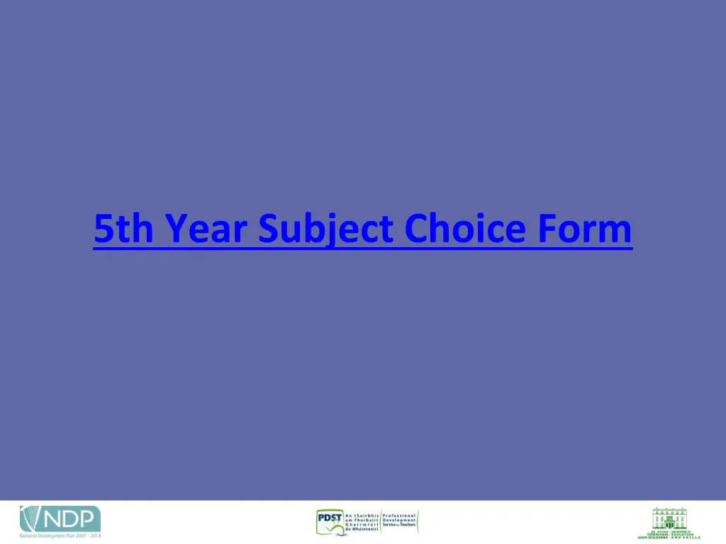5th year subject choice form