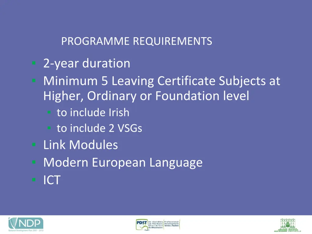 programme requirements