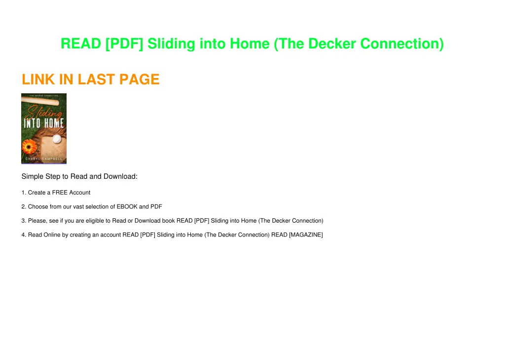 read pdf sliding into home the decker connection 1