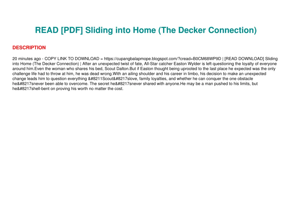 read pdf sliding into home the decker connection 2