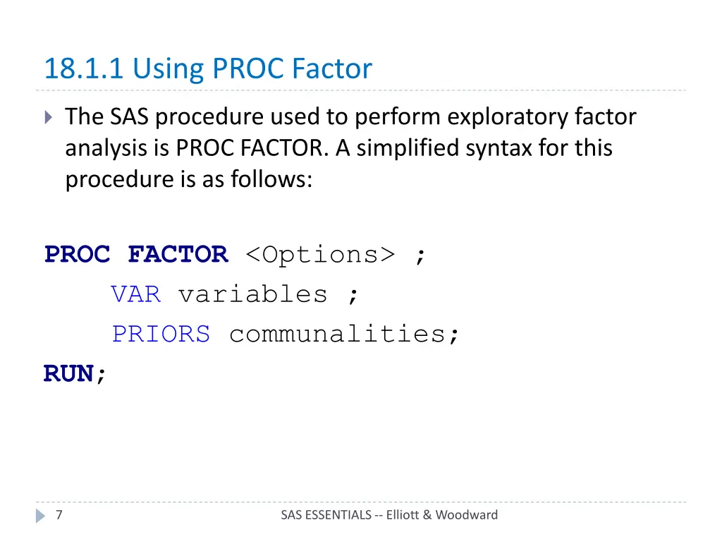 18 1 1 using proc factor